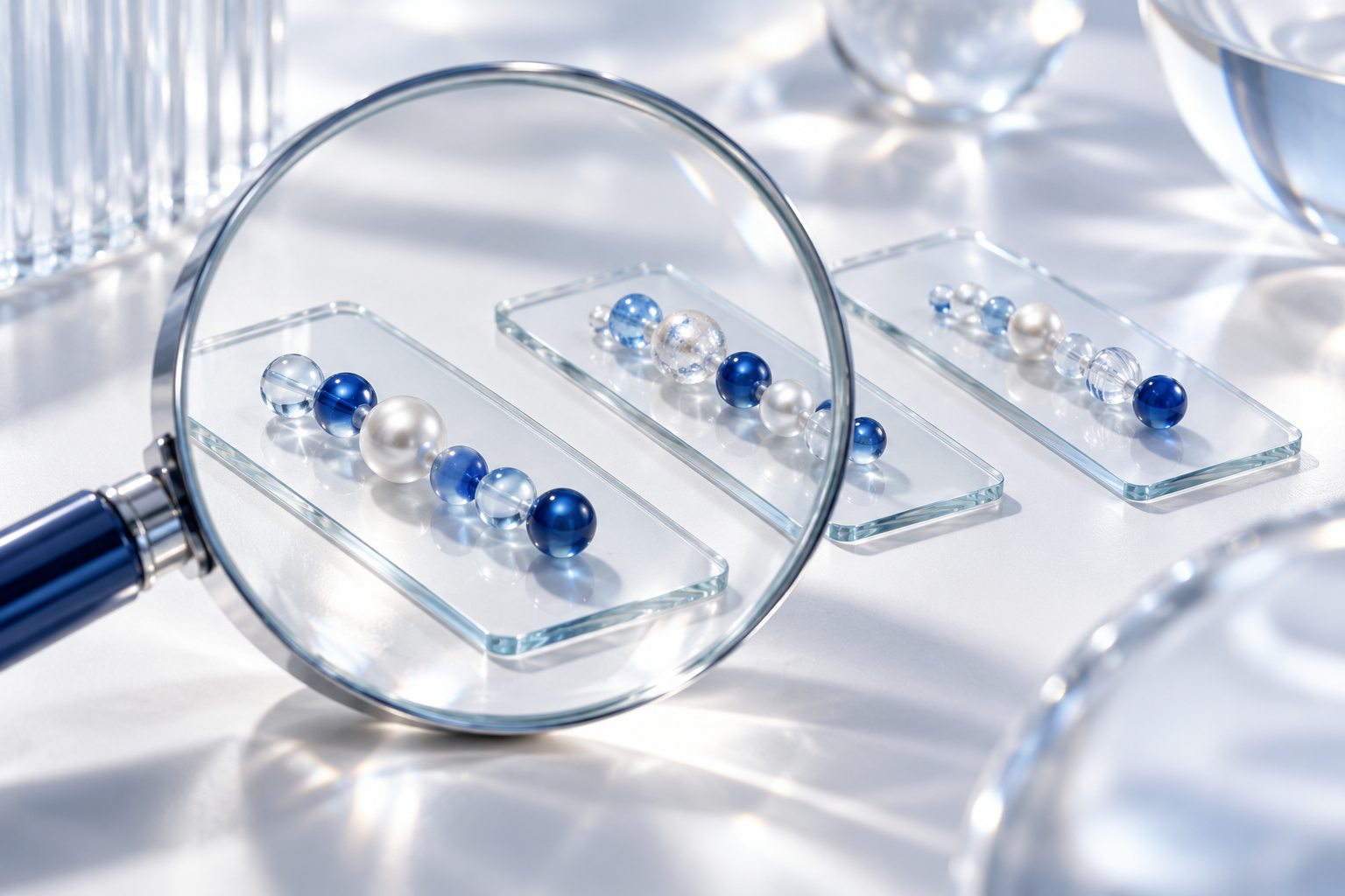 Three different sequences under a magnifying glass, illustrating a comparison of bioregulator data.