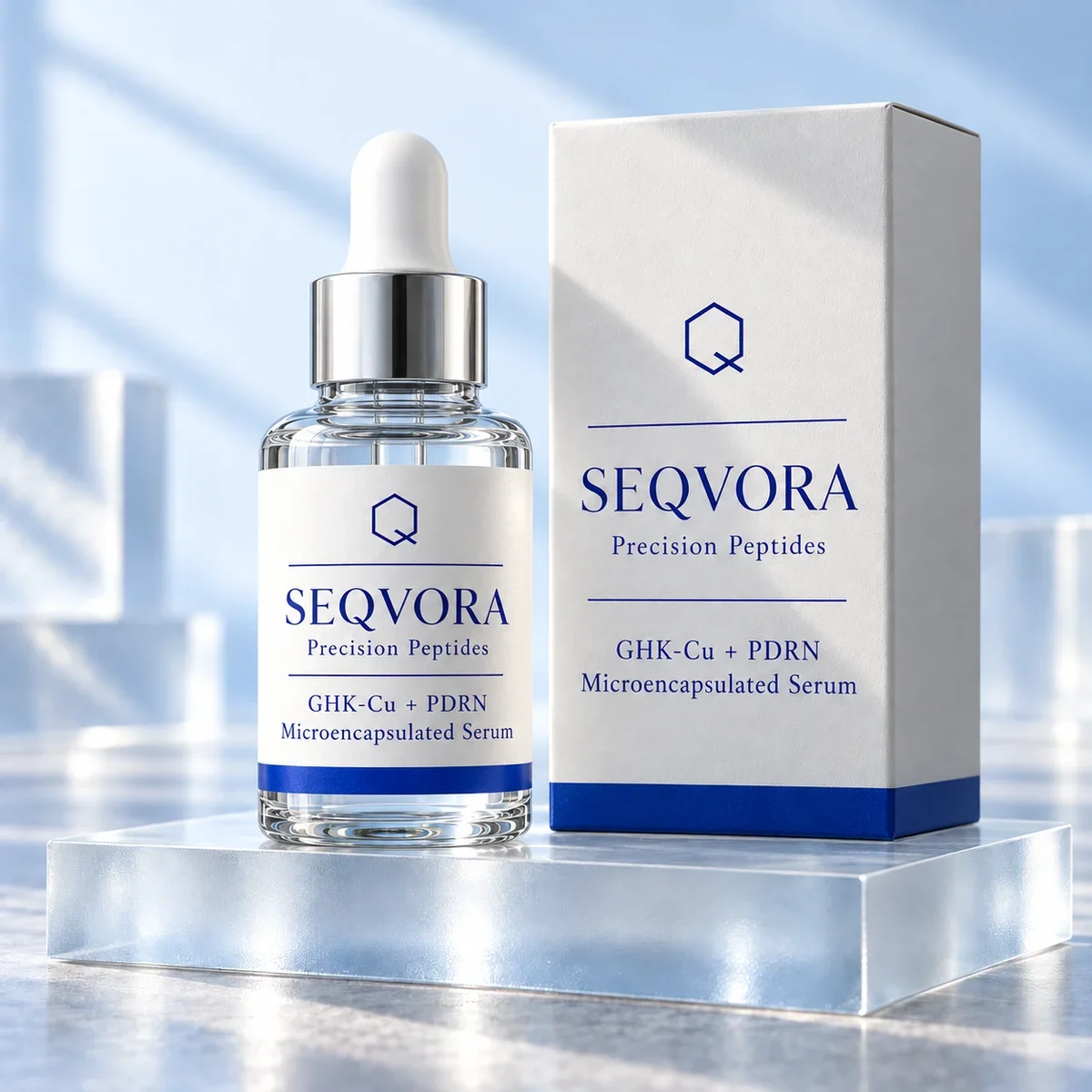 SEQVORA packaging concept: GHK-Cu + PDRN Microencapsulated Serum