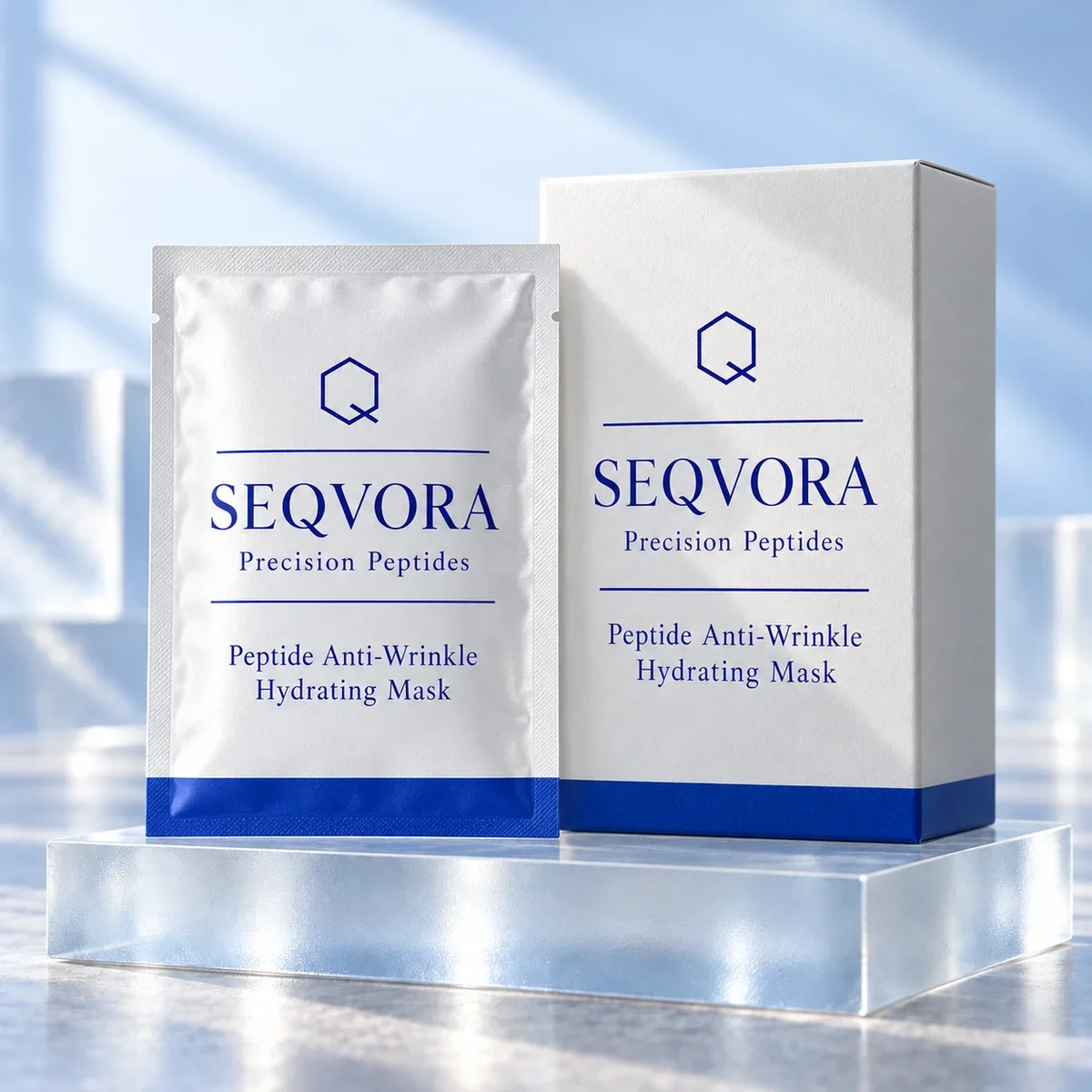 SEQVORA packaging concept: Peptide Anti-Wrinkle Hydrating Mask