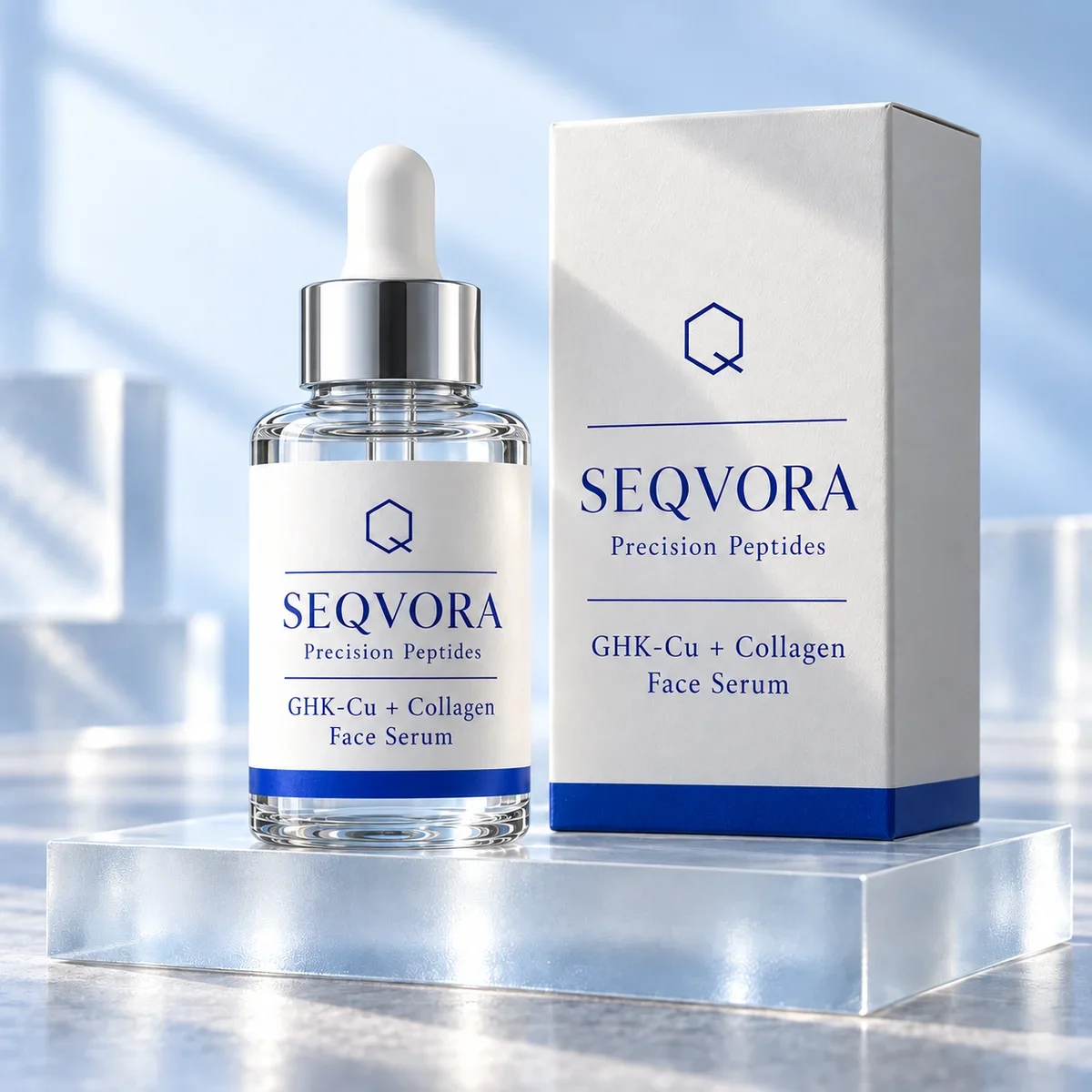 SEQVORA packaging concept: GHK-Cu + Collagen Face Serum
