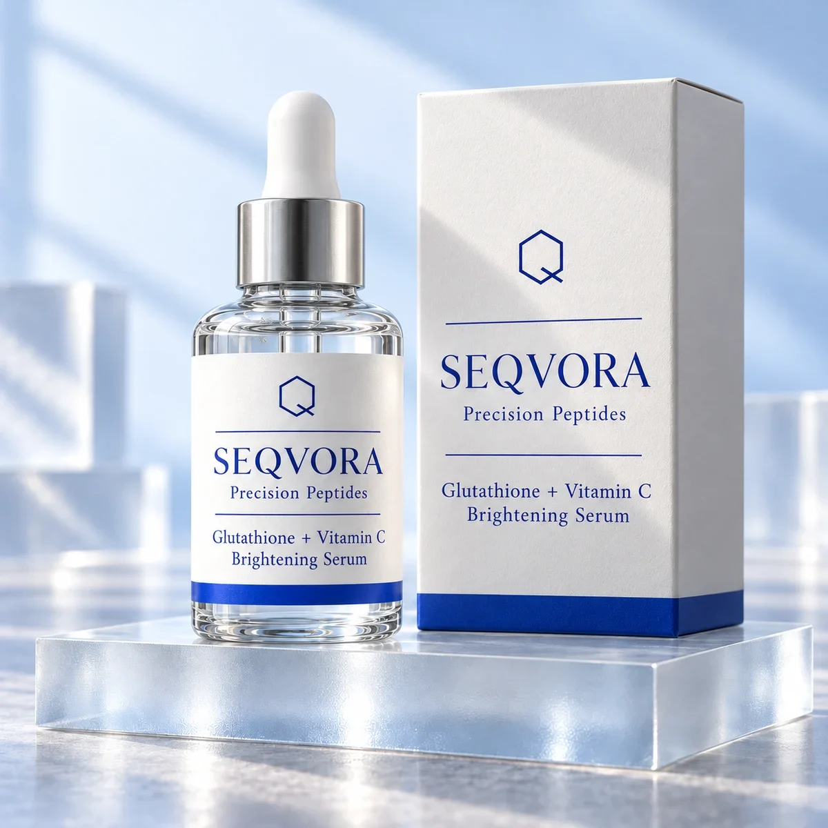 SEQVORA packaging concept: Glutathione + Vitamin C Brightening Serum