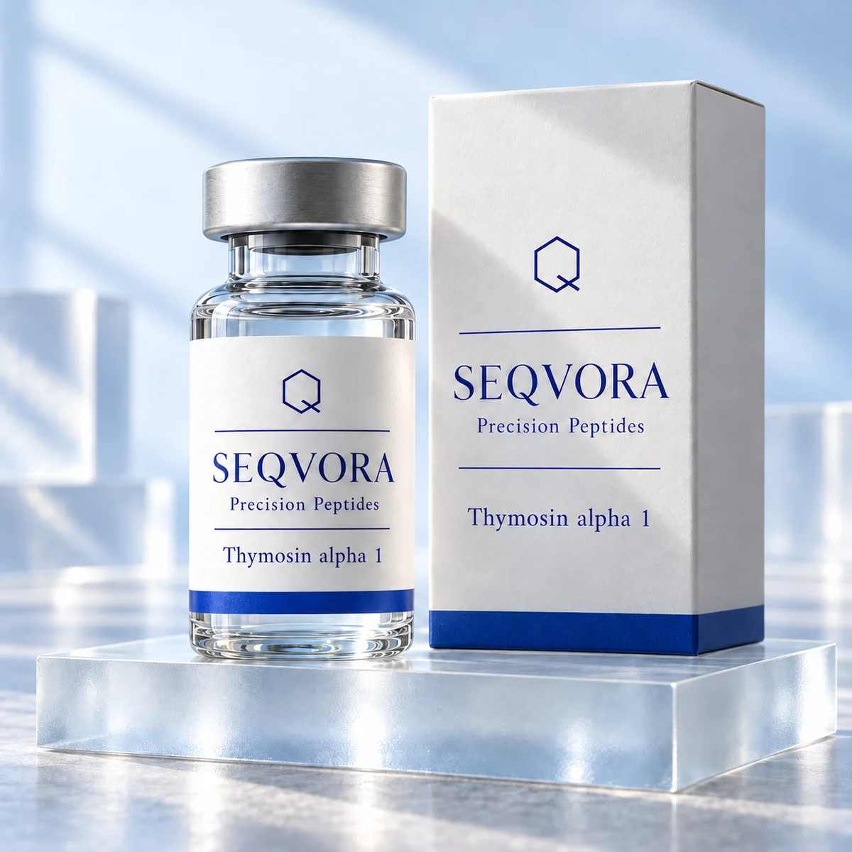 Thymosin alpha 1 — SEQVORA packaging concept in white and blue