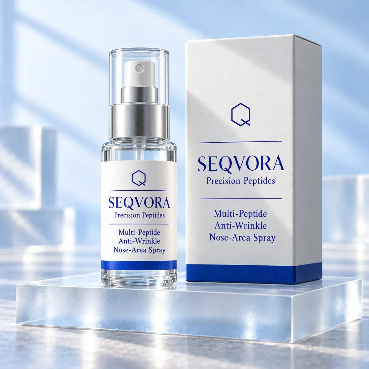 SEQVORA packaging concept: Multi-Peptide Anti-Wrinkle Nose-Area Spray